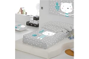 COTTON ARTean Saco nordico SIN Relleno Jorge Cama 90 x 190. Saco Unido a la Bajera con Cremallera.