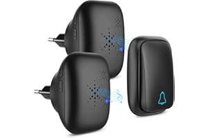 GÖRVITOR Bezprzewodowy dzwonek do drzwi, bez baterii, wodoszczelny, z 2 odbiornikami, IP68, zasięg 150 m, 4 poziomy głośności, 37 dźwięków dzwonków, dzwonek radiowy na zewnątrz