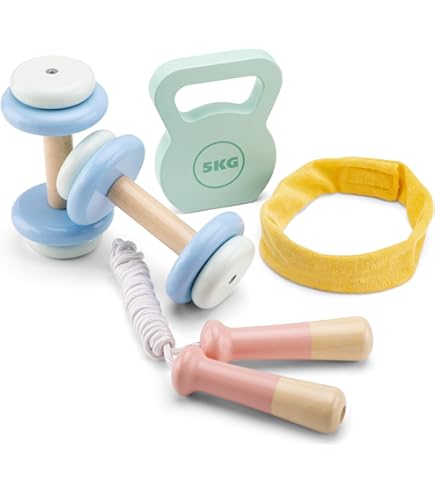 Little Lifters Lange halterset voor kinderen, verstelbare gewichten en kunststof halters, kinderfitnessapparaten voor rollenspellen