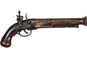 FIESTAS GUIRCA Pistolet Pirate Tromblon I Jouet Enfant Faux Plastique I 20 cm Bronze Doré Terni I Déguisement Accessoire Mer Vaisseau Matelot I Halloween Cosplay Carnaval Anniversaire