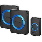 TECKNET Wireless Doorbell, Doorbell IP65 Waterproof Twin Wall Plug-in Cordless Door Chime Kit with 400m Range, 60 Chimes, 120
