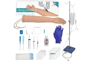 Anatomy Lab IV Practice Training Kit, 25 Piece Phlebotomy & Venipuncture Practice Simulation Arm Designed for Perfecting & Training Phlebotomy + Venipuncture + IV Procedures, Injection, Blood Drawing
