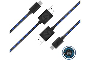 4Gamers Twin Play & Charge Cables Official Licensed Product for Playstation 4, 2xPremium 3 Meter Braided Controller Charging Cables