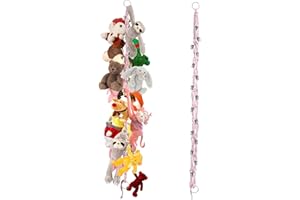 Mezrkuwr Porta animali di peluche rosa con 20 mollette in metallo, per la cameretta dei bambini, per appendere cappelli, calzini, biglietti di Natale