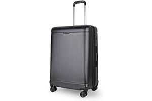 JLY Valigia Rigida Senza Cerniera in 100% Policarbonato Covestro – Chiusura TSA, Ruote Silenziose, Design Elegante e Massima Organizzazione per Viaggi e Business (Nero Metallizzato, Media (68cm))