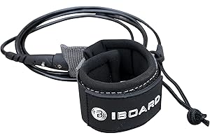 iBOARD Guinzaglio per tavola da paddle, guinzaglio da surf a giro singolo per longboard, paddleboard, tavola da surf, ricambio da 5,5 mm, corda a spirale 3,5 m, nero e blu