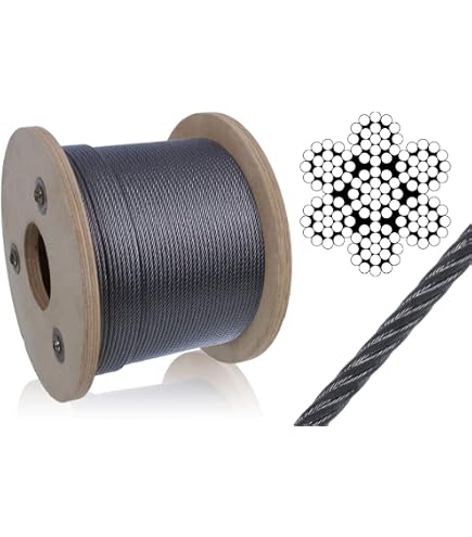Câble En Acier Inoxydable 6 Mm - Longueur 20 M, Tresse 7x19, Résistance 1570 MPa - Pour Bricolage, Construction, Décoration