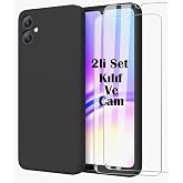 CONSTRAIN - Samsung Galaxy A07 ile uyumlu Kılıf Kamera Korumalı Yumuşak Renkli Silikon + 9H Ekran Koruyucu Cam 2in1 Set