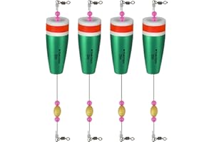 THKFISH Galleggianti da Pesca Mare 4 Pezzi Galleggiante Pesca Trota Galleggiante Popping Ponderato Verde,Giallo,Arancio