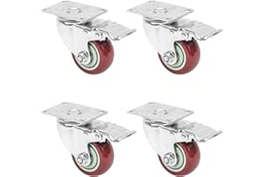 HMF 6710 kółka do dużych obciążeń z hamulcem z poliuretanu, 4 sztuki, 75 mm, do 400 kg, czerwone
