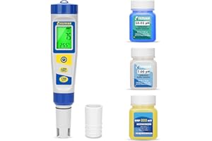 UIUZMAR Misuratore Elettronico Cloro e pH Piscina, Misuratore Digitale di Sale e Cloro Libero, pH, EC, TDS, Salinità, ORP e Tester di Cloro 7 in 1 per Idroponica, Acquari, Piscina e Spa