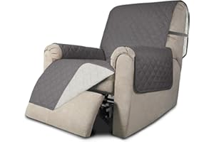 Greatime Recliner Sofa Slipcover Reversible Sofa Cover Furniture Protector Couch Cover Water Resistant Elastic Straps Pets Kids Dog Cat (Recliner, Gray/Ivory)