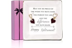 FORAGIFT Happy Retirement Gifts for Women - Ceramic Jewelry Holder Ring Dish Trinket Tray - Retirement Appreciation Gift - Gift for Mom Boss Co-workers, Teachers, Nurse, Friends, Wife, Sister