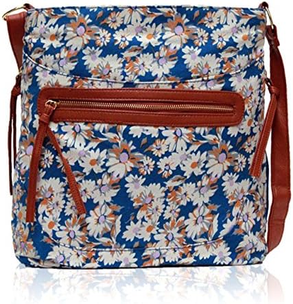 Zarla Blue Daisy NEW Women Across body Bag Ladies Large A4 Long Shoulder Strap Satchel Handbag UK
