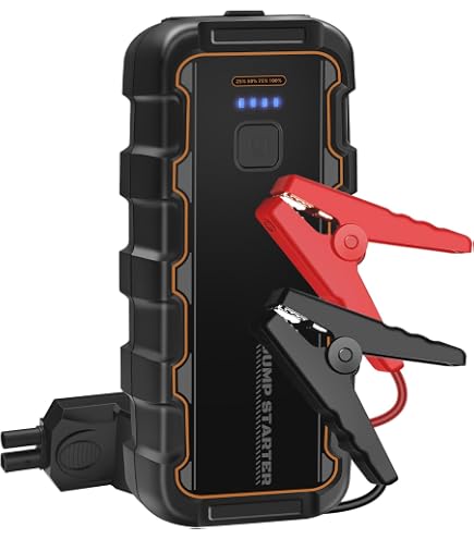 Jump Starter Portatile Con Compressore 12V - 300Ah, Picco 600A, Compressore 250 PSI - Avviatore Batteria Auto Di Emergenza