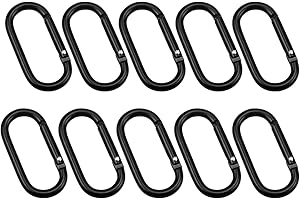 smatime 10Pcs Carabiner Clip Hooks D-Ring Carabiner Clips Spring Snap Keyring Hook Aluminum Alloy Camping Carabiners Small Keychain Clip Nonlocking for Camping Hiking Traveling Fishing Backpack, Black