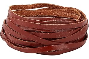 GORGECRAFT 5m*5mm*1mm Cordoncino di Cuoio Piatto Stringa di Cuoio Genuino Striscia di Cuoio Cinturino Intrecciatura di Pelle Bovina Corda di Filo per Braccialetti Collana, Marrone Noce di Cocco