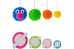 KNEWMART Pom Pom Maker 4 Tamaños Pompón Hacedor Pelusa Herramienta Para Lana Aguja Tejedor Tejido DIY para adultos (4)
