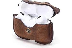 CONTACT'S FAMILY Etui ochronne do AirPods Pro, przenośne etui na słuchawki z prawdziwej skóry, kompatybilne z AirPods Pro z haczykiem na klucze (kawowe)