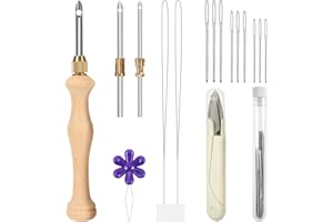 JSRQT Punch Needle Starter Tool Kit,Adjustable Wooden Needle Punch,Rug Hooking Kit for Adults Beginner Embroidery