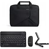 Microcase Xiaomi Mi Pad 7 Macbook Laptop &Ccedil;antası 2 B&ouml;lmeli + Bluetooth Klavye+Mouse+Tablet Standı Siyah AL5568