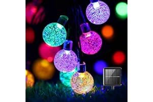 BIUYO Solar String Lights Garden, 50 LED 24Ft Multi-Coloured Festival Lights Crystal Ball Decorative Fairy Lights Waterproof Indoor Outdoor for Garden, Patio, Yard, Home, Wedding, Christmas, Parties