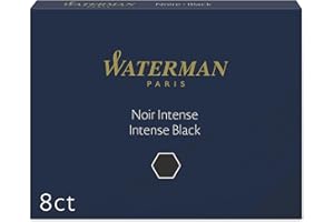 Naboje do piór wiecznych Waterman | Intensywnie czarny atrament | Długi rozmiar międzynarodowy | 8 sztuk