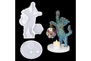 Voyyphixa Stampo per Resina Epossidica di Gatto per Portacandele Portagioie Stampo in Silicone per Foto Cat Animal Resin Molds Stampi in Colata per Candele a Bastoncino Decorazione da Tavola