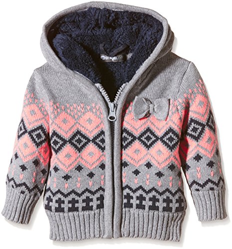 Dirkje Baby Girls' Aztec Hooded Long sleeve Hoodie - Grey (Grey Mele/Navy/Bright Orange), 9 Months
