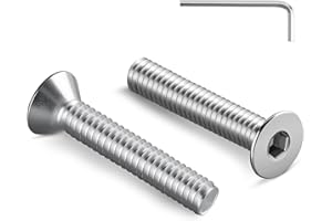 Wavanta 10Pcs M10 Bolts, M10 X 50mm Countersunk Bolts Screws, Flat Head Socket Cap Screws, 304 Stainless Steel, Full Thread, Bright Finish, with Hex Spanner