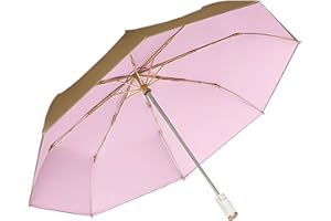 erised's bifrost Dorado Paraguas Plegable Compacto de Viaje,Apertura y Cierre Automático,8 Varillas,Hombre y Mujer,Mango Ergonómico,Sol Rayos 99 UV Protección,Fibra de Vidrio