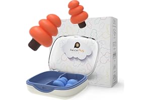 Peace Plug Cloud | Ear Plugs for Sleep, Travel, & Conversation | Low-Level Noise Reduction | Soft Rebound Memory Foam Earplugs with Portable Case (04 Pcs) (Orange, Blue)