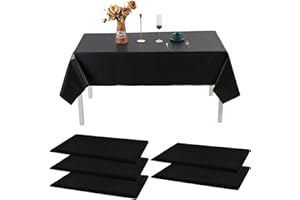 YOUNTHYE 5 sztuk pogrubionych obrusów, 137 x 274 cm, czarny, prostokątny, zmywalny, wysokiej jakości obrus ogrodowy, z tworzywa sztucznego, na imprezy, urodziny, pikniki, wesele