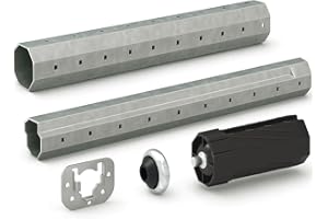 markiso I Rolladenwelle SW60 Rollladenwelle Stahlwelle mit Teleskopwelle Welle für Rolladen - inkl. Wellenkapsel & Lager Komplett SET 200-230 cm frei einstellbar KEIN ZUSCHNEIDEN NOTWENDIG