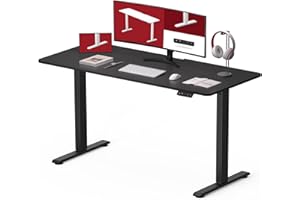 SANODESK QS1 Bureau Assis Debout Électrique - 110x60 cm Bureau Debout Réglable en Hauteur avec Système Anti-Collision, Panneau Clavier Contrôle à Fonctions Mémoires(Cadre Noir+Plateau Noir)