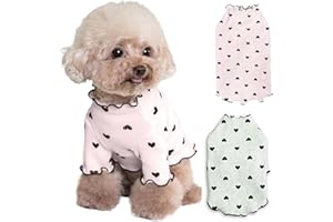 SUYUKU Pet Shirts Herz Druck Bequeme Haustier Kleidung für kleine Hunde Katze Liebe Herz Sweatshirt Weiche Baumwolle T-Shirt Langarm Pet Girl Boy Kleidung Pullover (Weiß+Rosa, S)