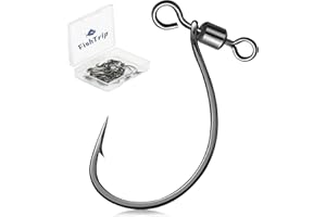FishTrip Drop Shot Lot de 25 bas de ligne de pêche avec émerillon pour eau salée et eau douce Tailles 4, 3, 2, 1, 1/0, 2/0