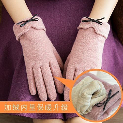Woolen gloves, autumn and winter days plus velvet thick warm cashmere gloves thin section is divided into the five finger to touch screen, One Size, rubber powder (plus velvet thick) 10 (left and right to the goods