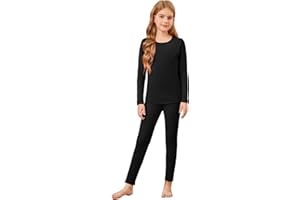 Arshiner Girls Pyjama Sets Children's Thermal Underwear Set Fleece Leggins Long Sleeve Tops Kids Winter Base Layer 5-12 Years