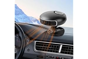 Gobesty Termoventilatore Auto, 12V 150W Riscaldamento Auto Portatile con Accendisigari, 2 in 1 Defroster Auto, Riscaldamento e Ventilatore di Raffreddamento, Defroster per Parabrezza con Base Girevole