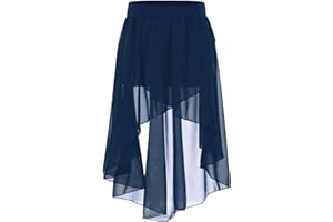 Jhaoyu Kids Girls Lyrical Ballet Dance Skirts Chiffon High-Low Wrap Skirts Ballroom Dancing Practice Costume