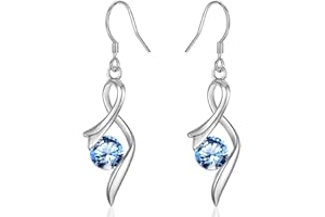 JEWAB Sterling Silver Drop Earrings for Women, Silver Dangle Earrings with Cubic Zirconia │Linear Forever Love Hypoallergenic Earring for Sensitive Ears│Birthday Anniversary Christmas Jewellery Gift