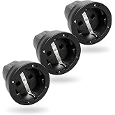 greate schuko IP44 female plug for outdoor with protection | Pack of 3 - Anti-bend - 230V rubber female plugs with strain rel