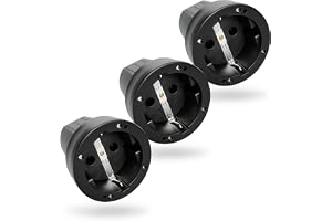 greate Schuko-koppling IP44 utomhUSBruk med böjskydd | 3-pack - gummikoppling 230V med dragavlastning, 2-polig, 16A & 3, 7kW - jordad kontakt Schuko-kopplingar för kabel