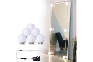HURYEE Hollywood Style LED Vanity Mirror Lights Kit with Dimmable Light Bulbs, Stick on Lighting Fixture Strip for Makeup Vanity Table & Dressing Room/Bathroom Mirror (Plug, 6 Bulbs)