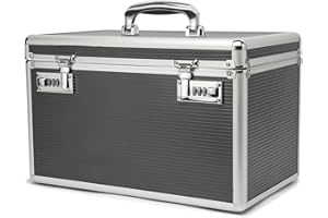 HEWEI WORKS Caja de Medicamentos, 37.8x22.3x23.8cm, Medicinas y seguridad en el hogar, Caja multiusos equipada con cerraduras, Incluye caja de pastillero portátil de bolsillo (gris/X-grande)