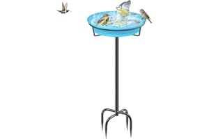 Giyiprpi Bain d'oiseaux, 80 cm, grand bac à nourriture, point d'eau debout, bain d'oiseaux, bain pour oiseaux sauvages, grand bain pour oiseaux, résistant au gel, bain pour oiseaux (bleu)