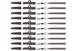NEWSHOT 40 Stück Angelzubehör Schnellwechselwirbel Rig Tube & Anti-Tangle Sleeves Tail Gummis Sicherheitsleine Clips Set