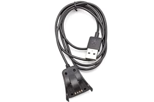 vhbw Ladekabel kompatibel mit TomTom Runner 2 Music, 3 Cardio, 3 Cardio + Music Smartwatch, Fitnesstracker schwarz Ladestation Ersatzkabel