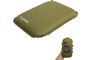 ‎ATEPA ATEPA Sitzkissen Outdoor, Faltbar Aufblasbar Stadion Flugzeug Unterwegs Camping Wander Bürostuhl Ultraleicht Memory Foam Selbstaufblasend Sitzkissen, Oliv
